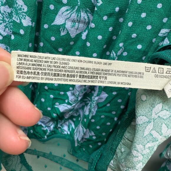 Free People Green One on One Date Long Sleeve Ruffle Scoop Neck Bodysuit Top S - Picture 11 of 12